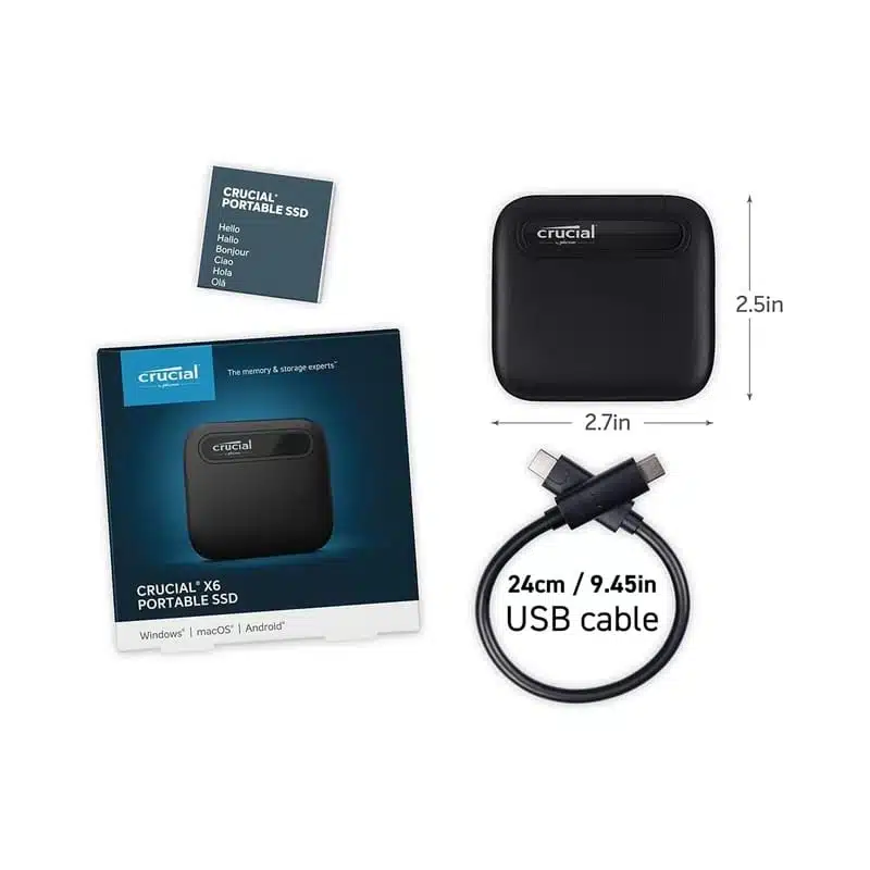 disco duro externo, crucial x6, 1tb